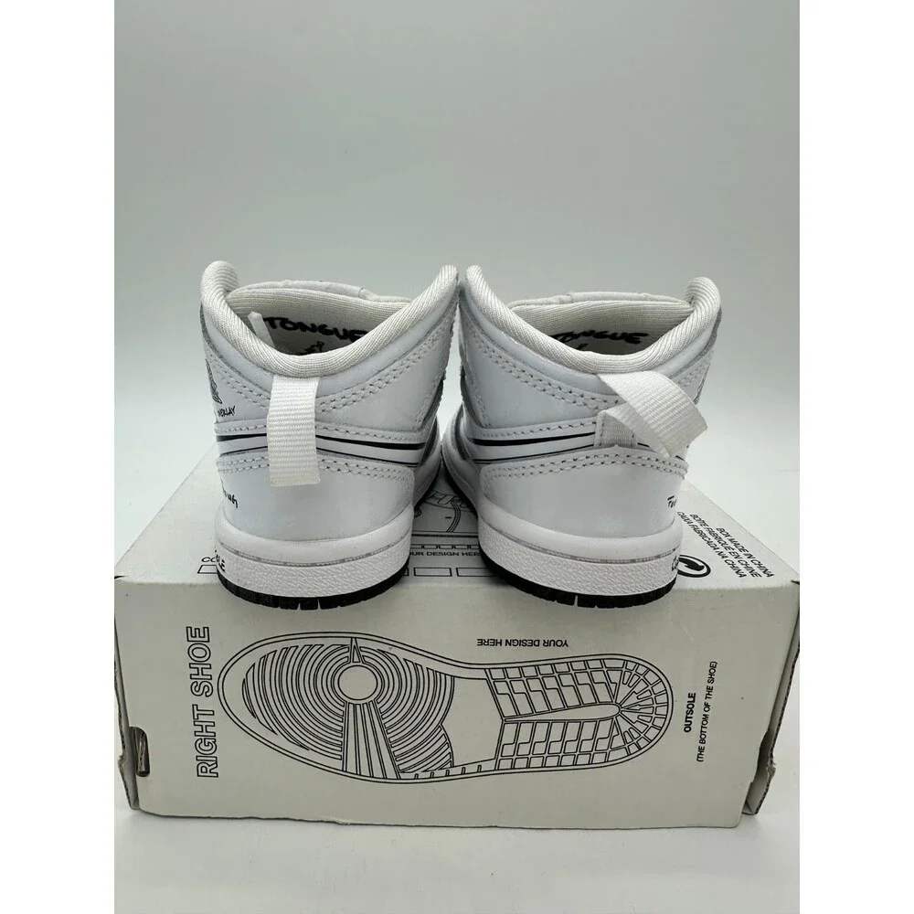 Jordan 1 Mid TD Childrens size 4C Schematic White Black Shoes DQ1865 100
